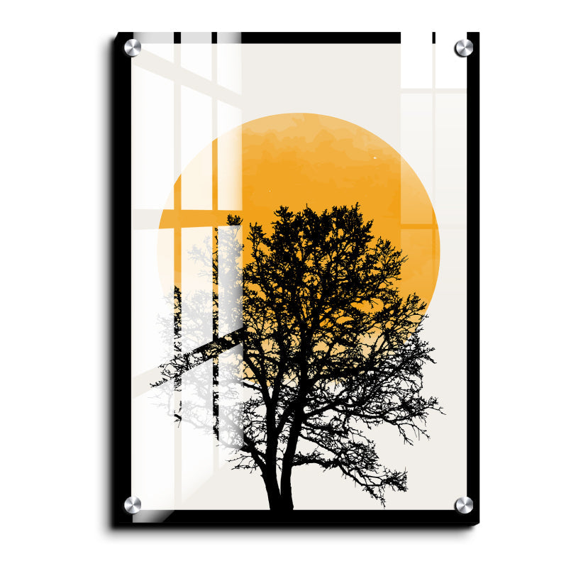 Sunset Boho Beige Wood Print Wall Art