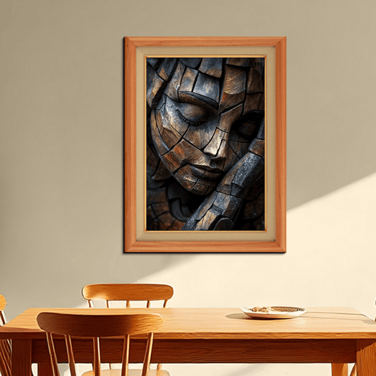 Human Sleeping Face Wooden Cutout  Wood Print Wall Art 18x23 Inches