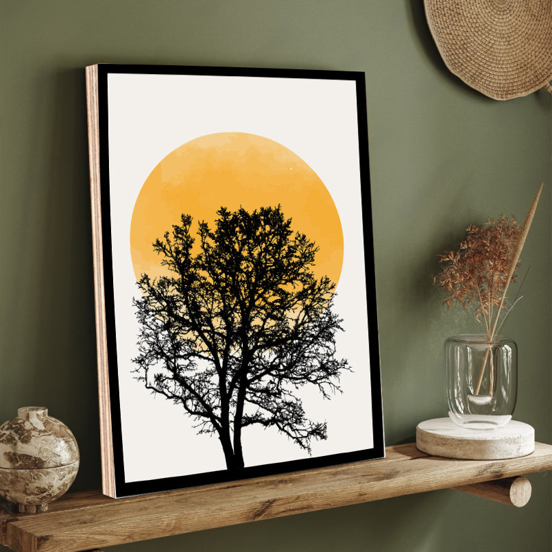 Sunset Boho Beige Wood Print Wall Art