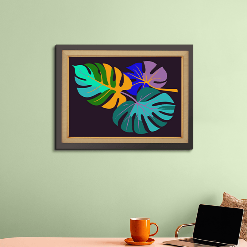 Luxury Leaf Colored Wood Print Wall Art 23x17.5 Inches