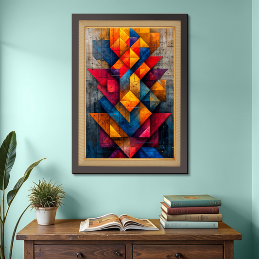 Abstract Geometric Pattern Wood Print Wall Art 18x23 Inches