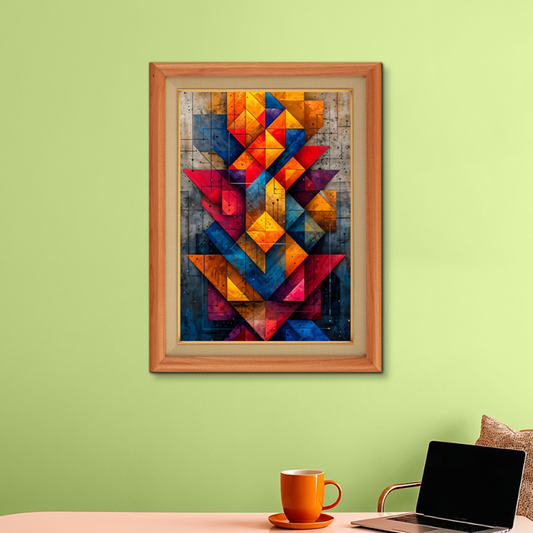 Abstract Geometric Pattern Wood Print Wall Art 18x23 Inches