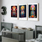 Set Of 3 Calm, Content, Receptive Spiritual Yoga Studio Wood Print Wall Art