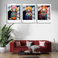 Set Of 3 Calm, Content, Receptive Spiritual Yoga Studio Wood Print Wall Art