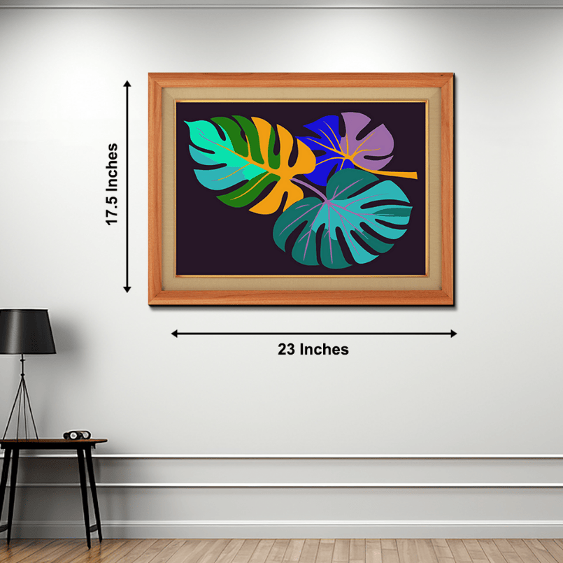 Luxury Leaf Colored Wood Print Wall Art 23x17.5 Inches