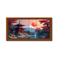 Japanese Temple With Sun Rise Wood Print Wooden Luxury Wall Tiles Set