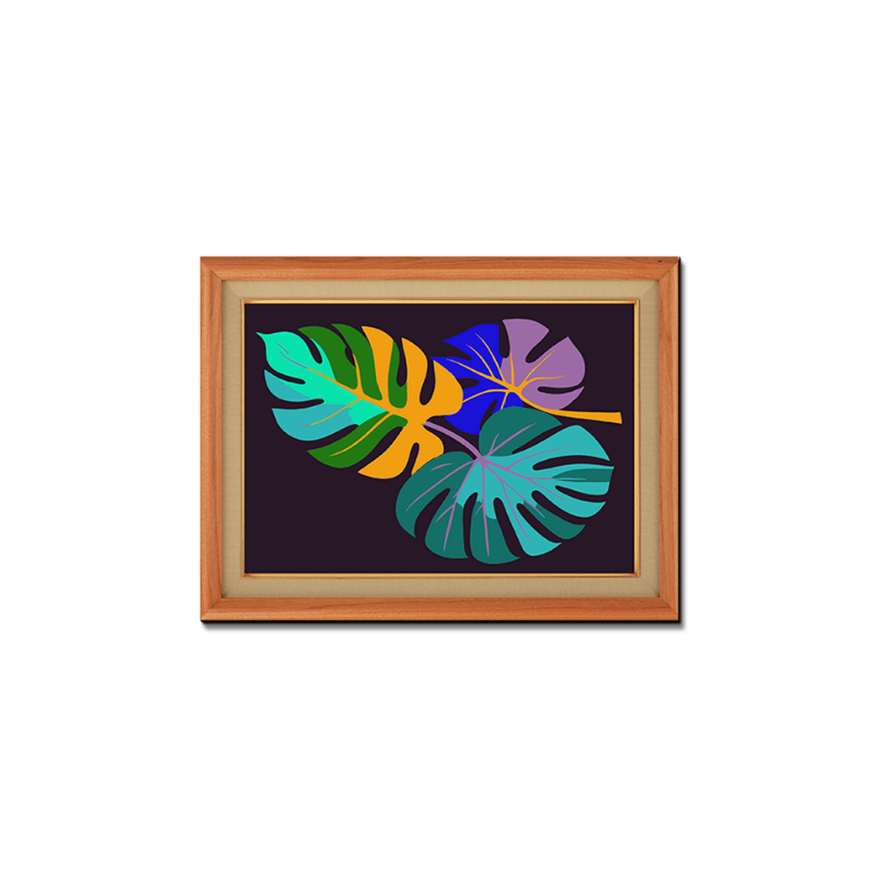 Luxury Leaf Colored Wood Print Wall Art 23x17.5 Inches