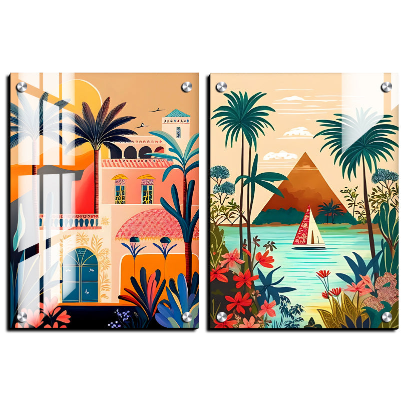 Journey Through Egypt Wood Print Wall Art Set of 2