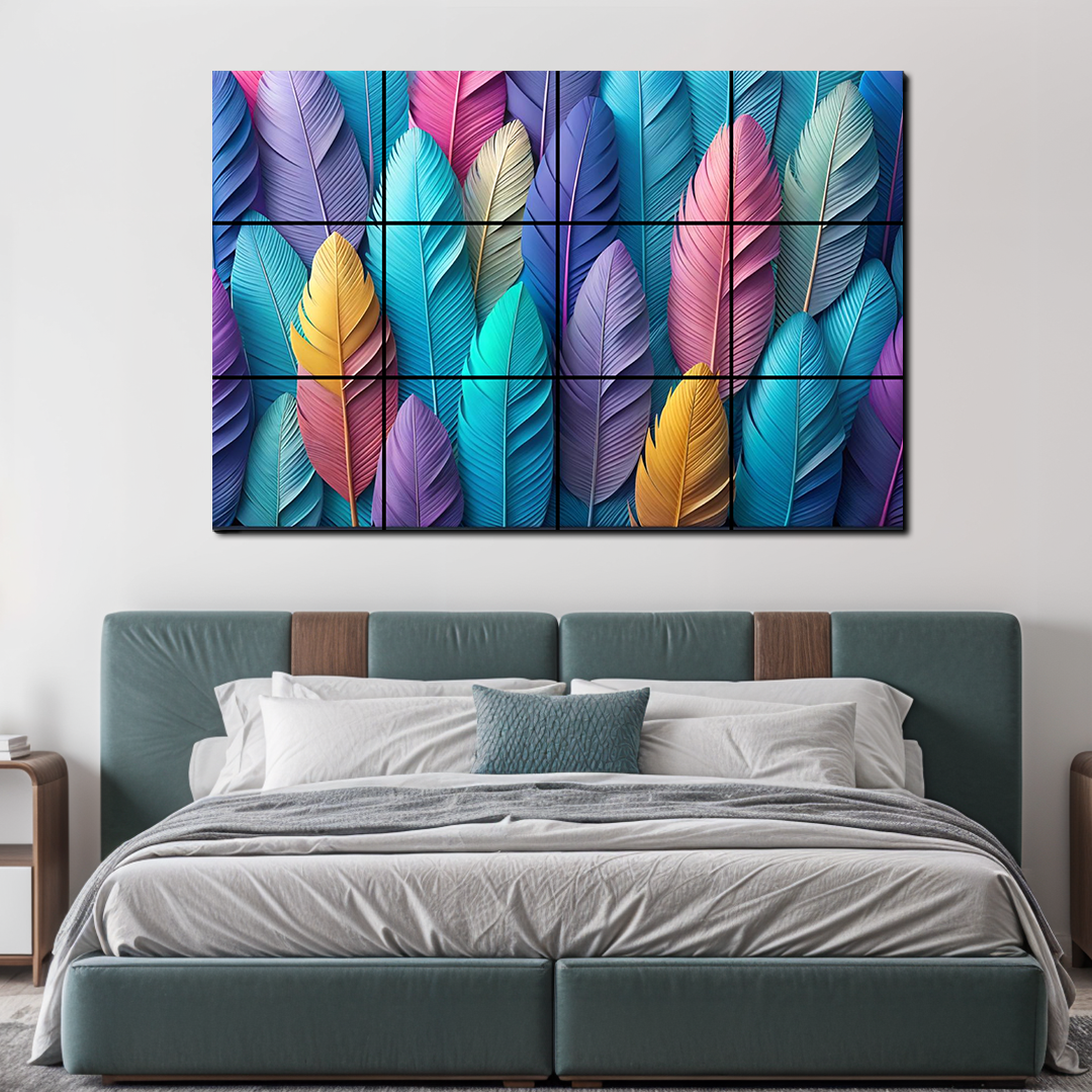 Colorful Feathers Luxury Wall Tiles Set