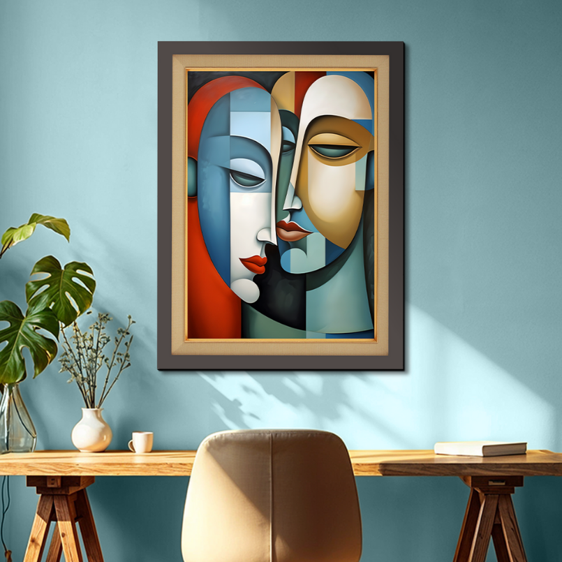 Two Abstract Faces  Wood Print Wall Art 18x23 Inches