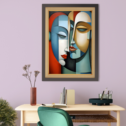 Two Abstract Faces  Wood Print Wall Art 18x23 Inches