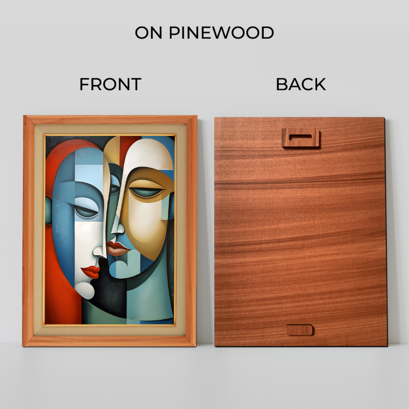 Two Abstract Faces  Wood Print Wall Art 18x23 Inches