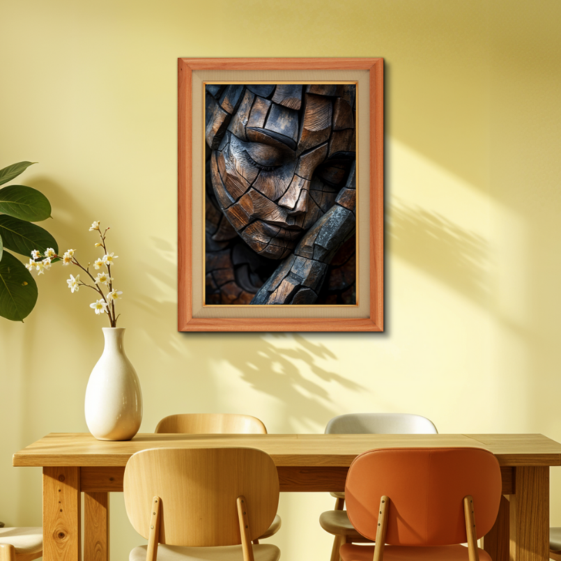 Human Sleeping Face Wooden Cutout  Wood Print Wall Art 18x23 Inches