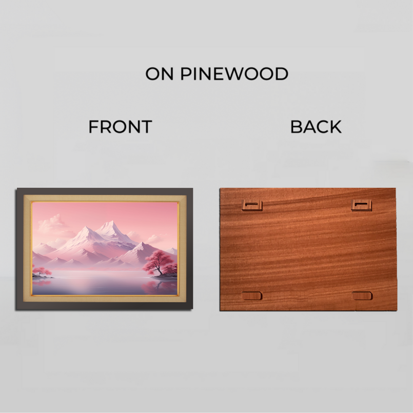 Pink Mountain Wood Print Wall Art 23x17.5 Inches