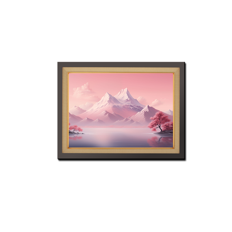 Pink Mountain Wood Print Wall Art 23x17.5 Inches