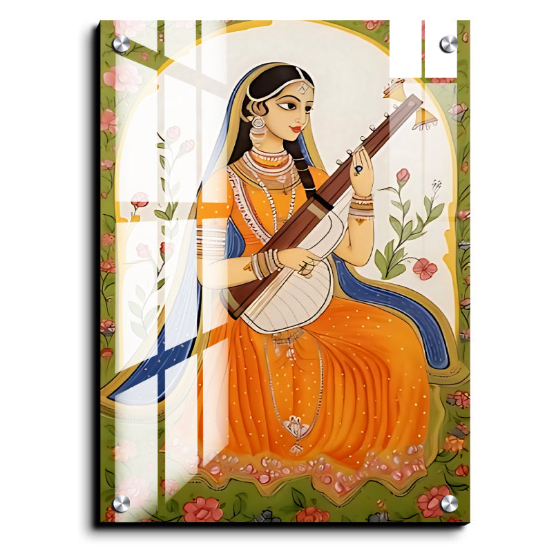 Maa Saraswati Ji Modern Wood Print Wall Art