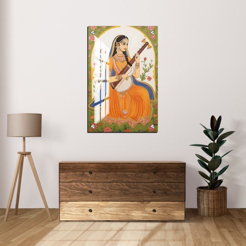 Maa Saraswati Ji Modern Wood Print Wall Art