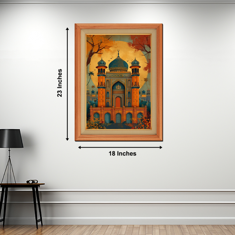 Ancient Mughal Architecture Mehal  Wood Print Wall Art 18x23 Inches