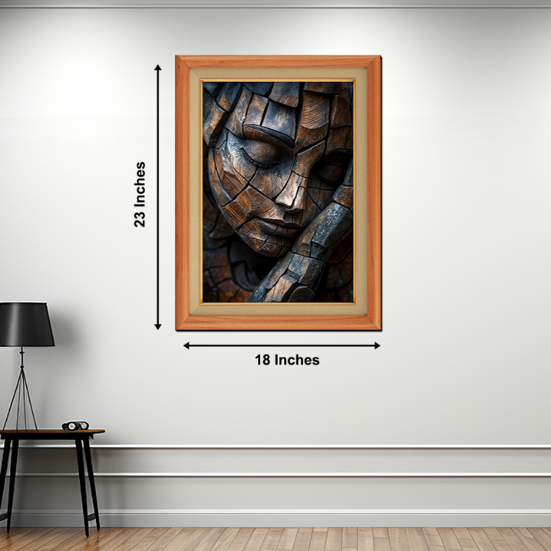 Human Sleeping Face Wooden Cutout  Wood Print Wall Art 18x23 Inches