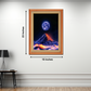 Moon Over Fiery Volcano Nights Wood Print Wall Art 18x23 Inches