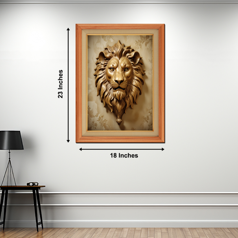 Metallic Lion Wood Print Wall Art 18x23 Inches