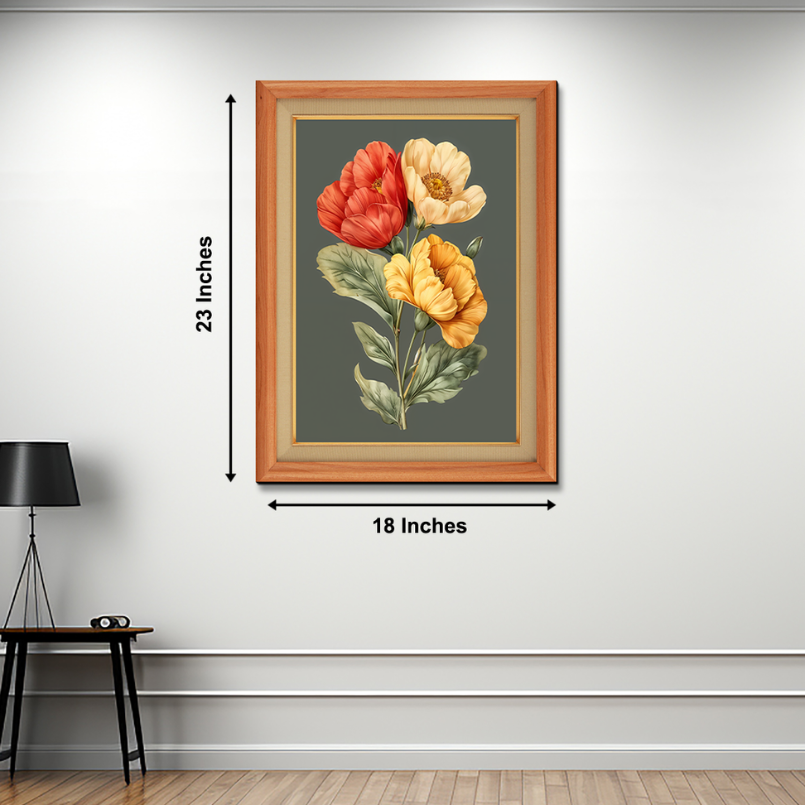 Colorful Flowers Wood Print Wall Art 18x23 Inches