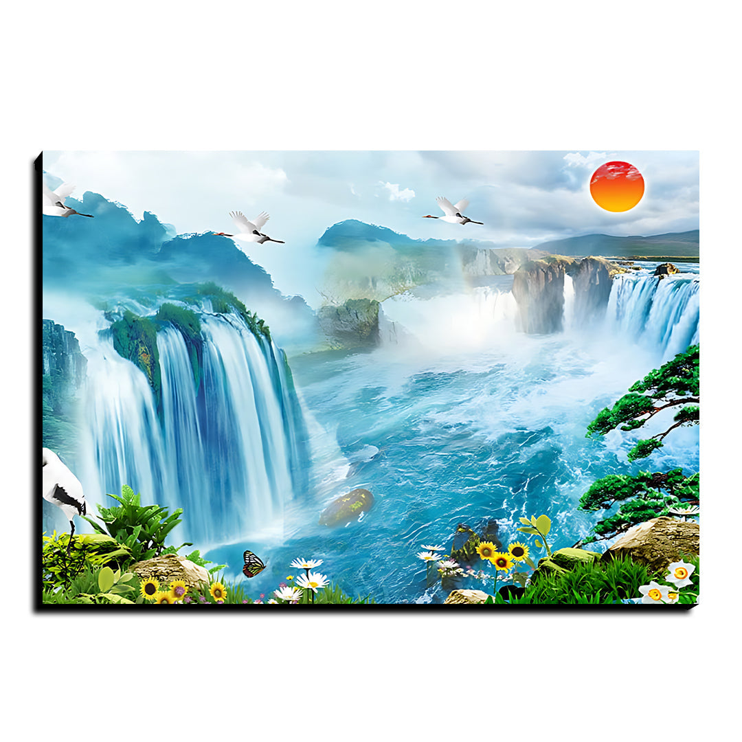 Marvelous Water Fall Good Luck Wall Art Luxury Painting