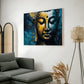 Meditating Buddha Gold & Blue Brush Paint Wood Print Wall Art