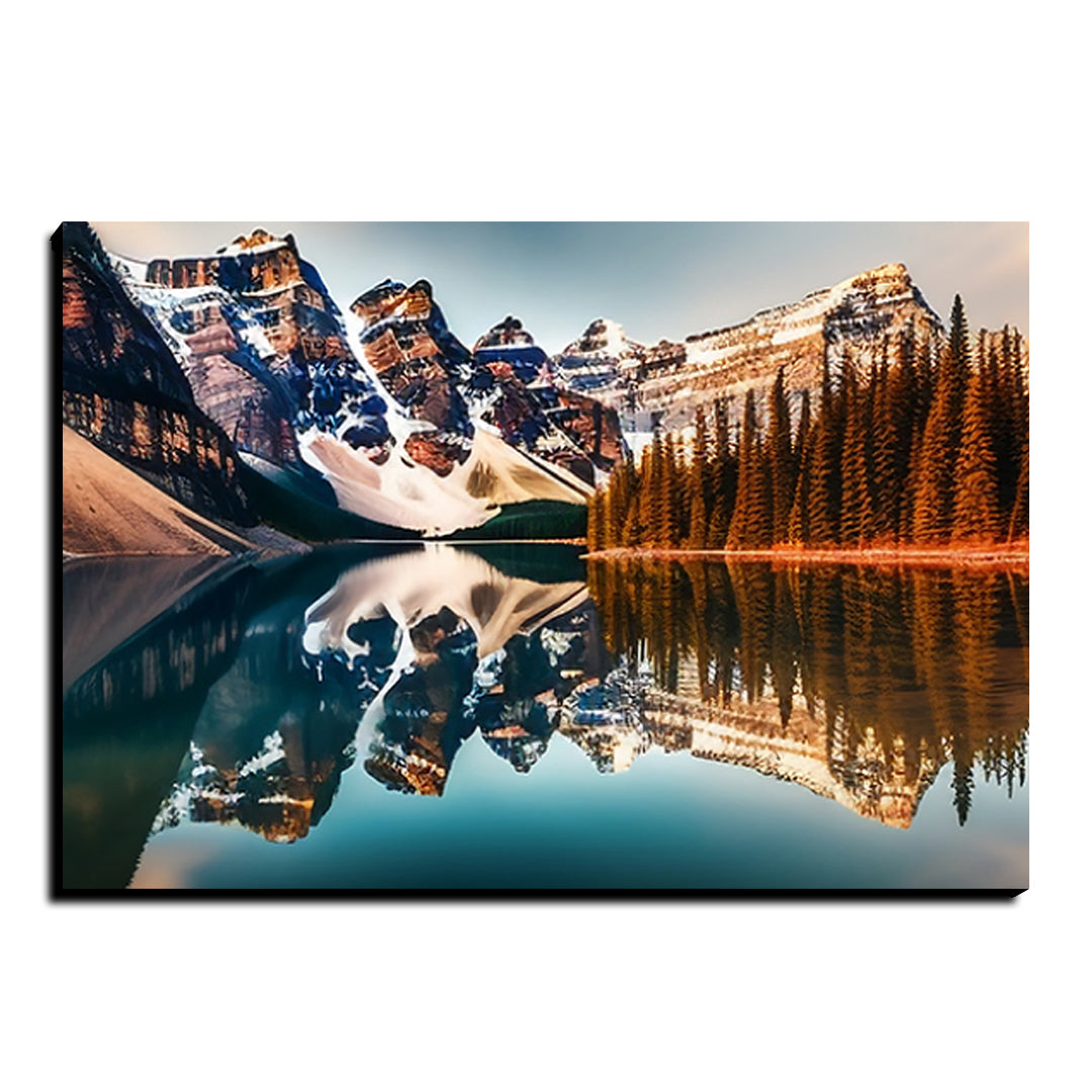 Mountains Mirror Nature Landscape Luxury Wall Art Painting