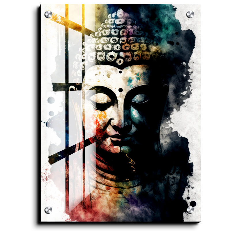 Meditating Buddha Water Color Wood Print Wall Art