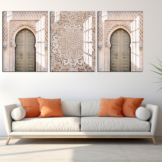 Morocco Oriental Door Wood Print Wall Art Set of 3