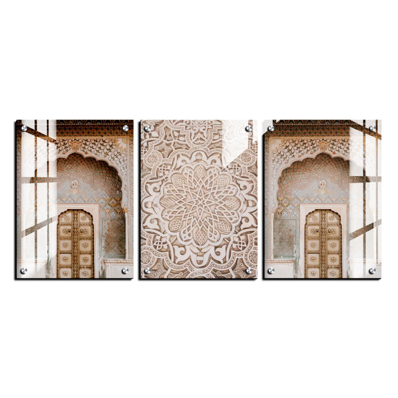 Morocco Oriental Bohemian Door Wood Print Wall Art Set of 3