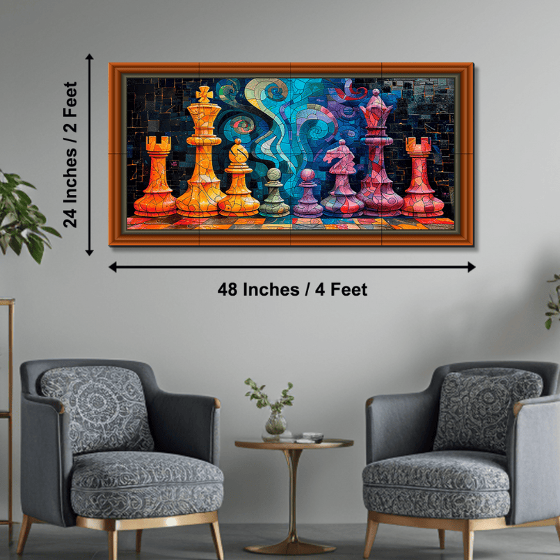 Chess Abstract Wood Print Wooden Luxury Wall Tiles Set