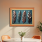 Metallic Feather Leaf Wood Print Wall Art 23x17.5 Inches