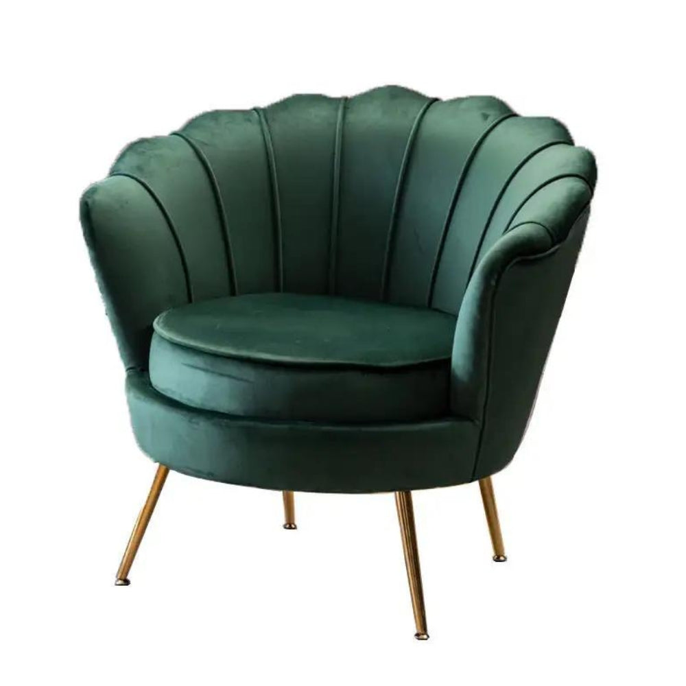 Velvet Fabric With Gold Metal Legs Armchair