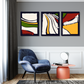 Set Of Three Abstract Line Wood Print Wall Art 18X23 Inches