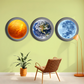 Earth Sun and Moon Round Wood Print Wall Art  15x15  Inches