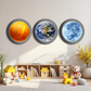 Earth Sun and Moon Round Wood Print Wall Art  15x15  Inches