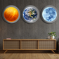 Earth Sun and Moon Round Wood Print Wall Art  15x15  Inches