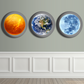 Earth Sun and Moon Round Wood Print Wall Art  15x15  Inches