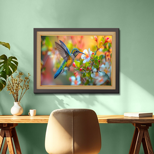 Vividly Colored Hummingbird In Nature Wood Print Wall Art 23x17.5 Inches