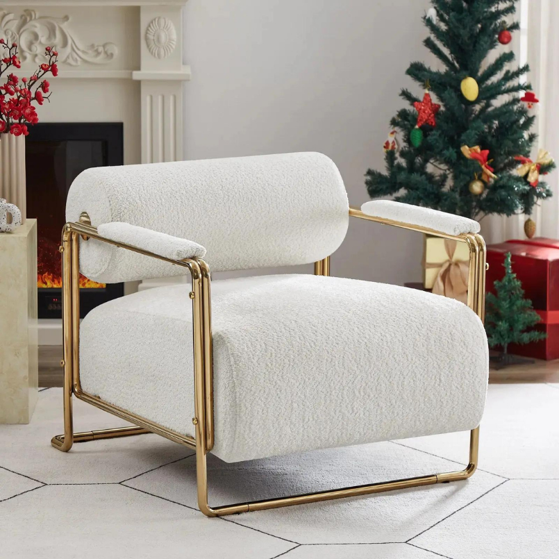 Premium Fabric With Metal Legs Armchair