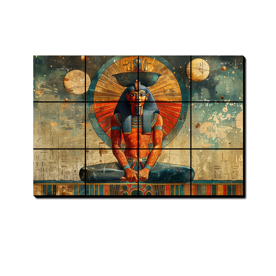 Ancient Egypt Art Wood Print Luxury Wall Tiles Set