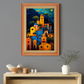 Colorful Village View Wood Print Wall Art 18x23 Inches