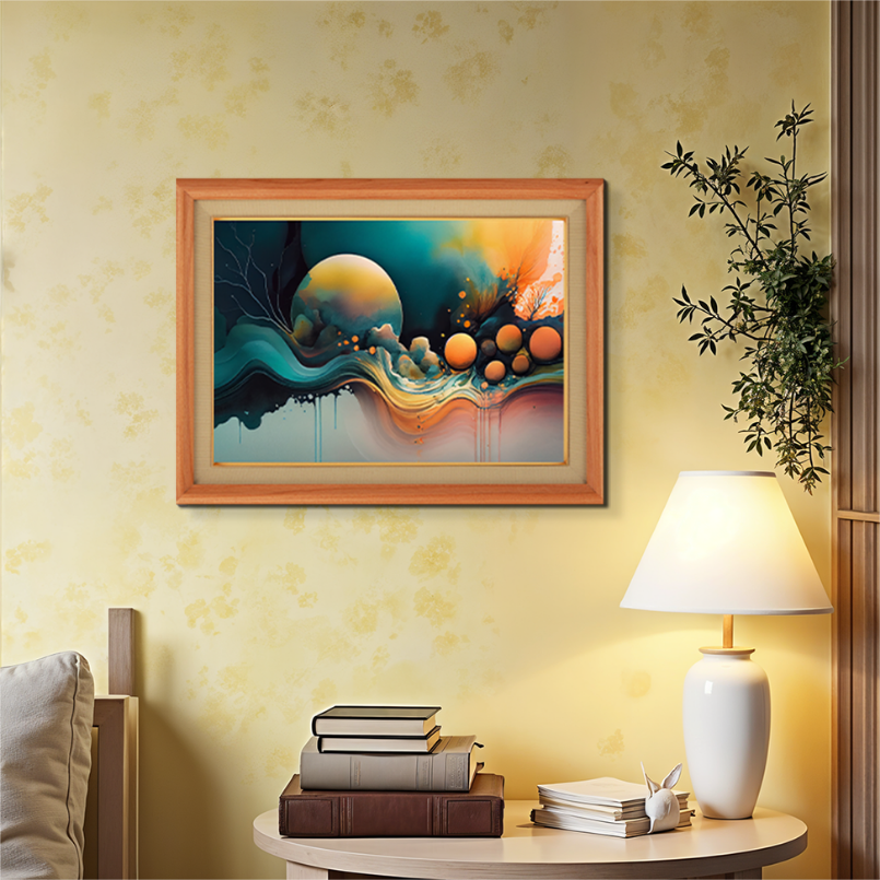 Multicolor Night Illustration Wood Print Wall Art 23x17.5 Inches