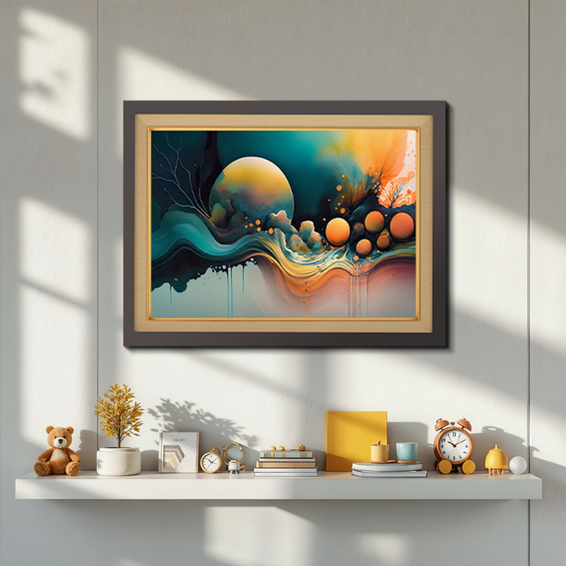 Multicolor Night Illustration Wood Print Wall Art 23x17.5 Inches