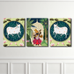 Set of 3 Shrinath Ji With Cow and Lotus Pichwai Wood Print Wall Art