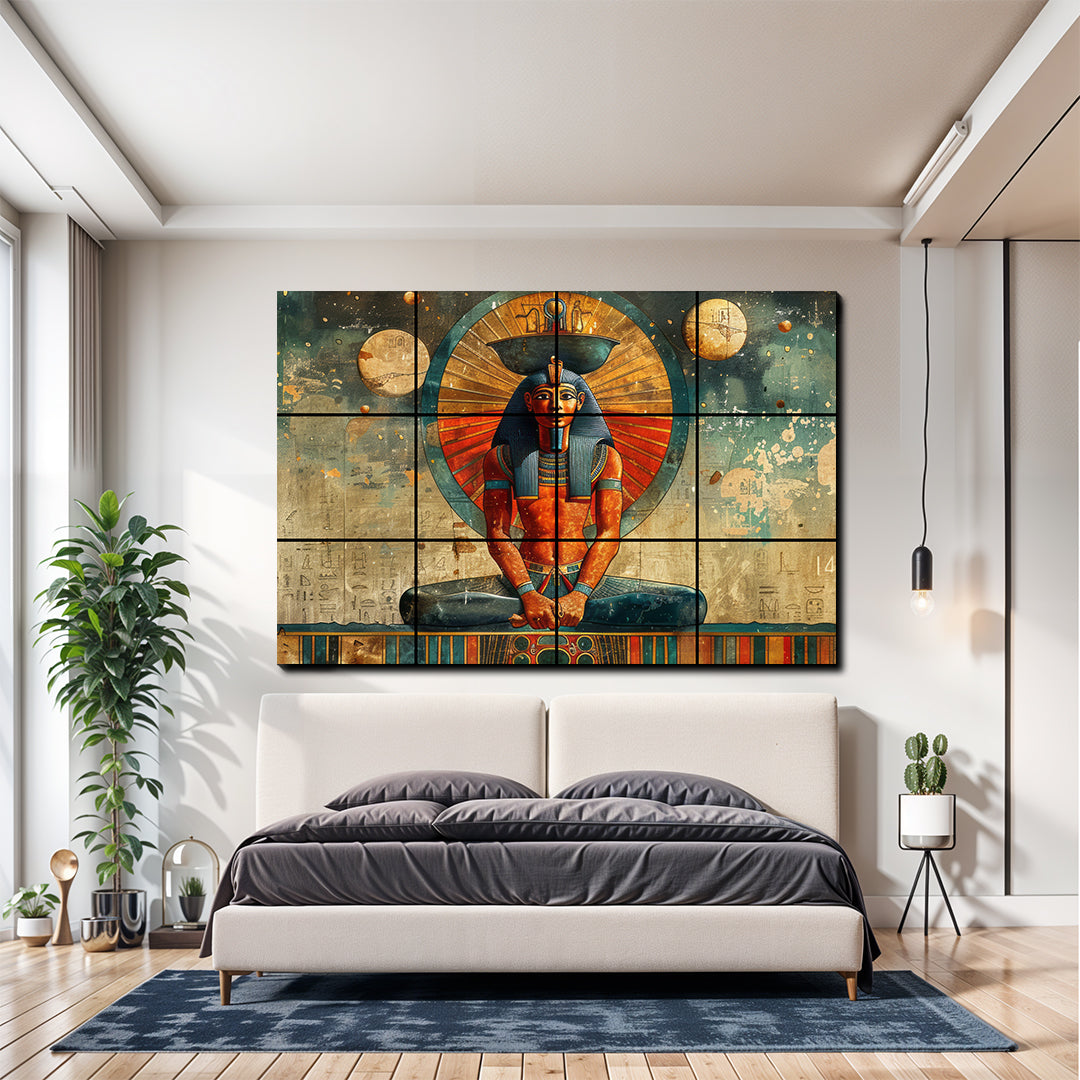 Ancient Egypt Art Wood Print Luxury Wall Tiles Set