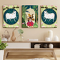 Set of 3 Shrinath Ji With Cow and Lotus Pichwai Wood Print Wall Art