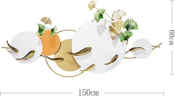 Swimming Fish & Leaf Ring High Quality Luxurious Metal Wall Art